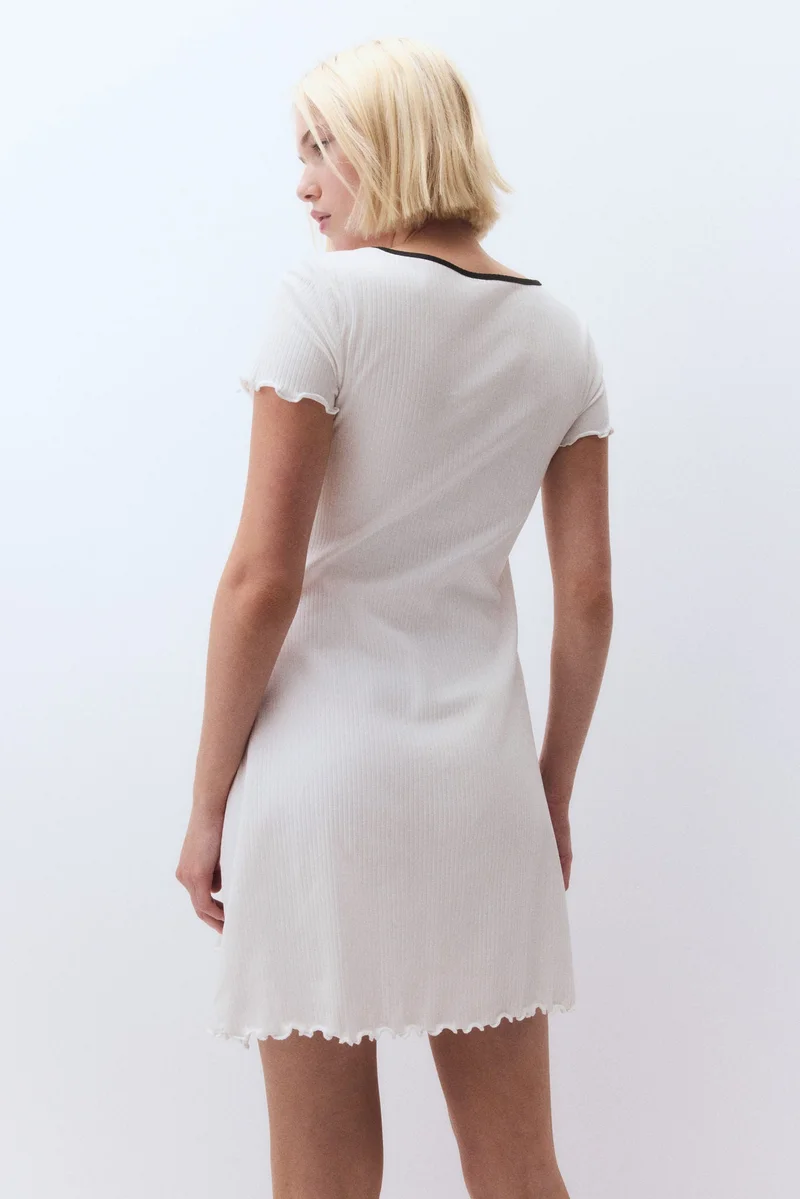 H&M Overlock-detail flared-skirt dress